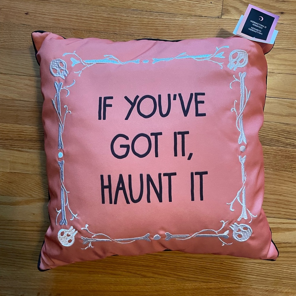 Halloween Orange Cushion with Embroidery
